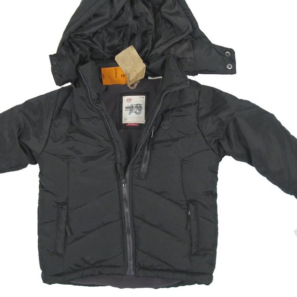NEW Timberland Little Boys Winter Jacket!BlackFleece LinedHoodInsulated